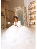 White Satin Tulle Minimalist Flower Girl Dress